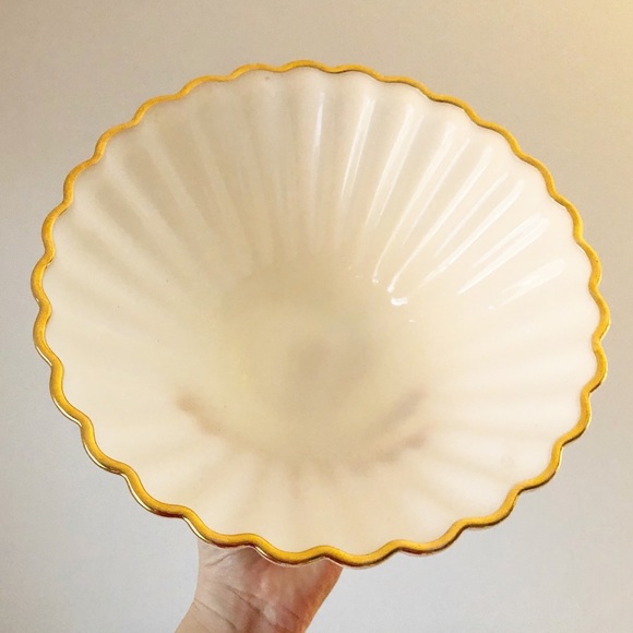 Vintage Milk Glass Gold Rim Tiered Serving Bowl - Picture 4 of 5